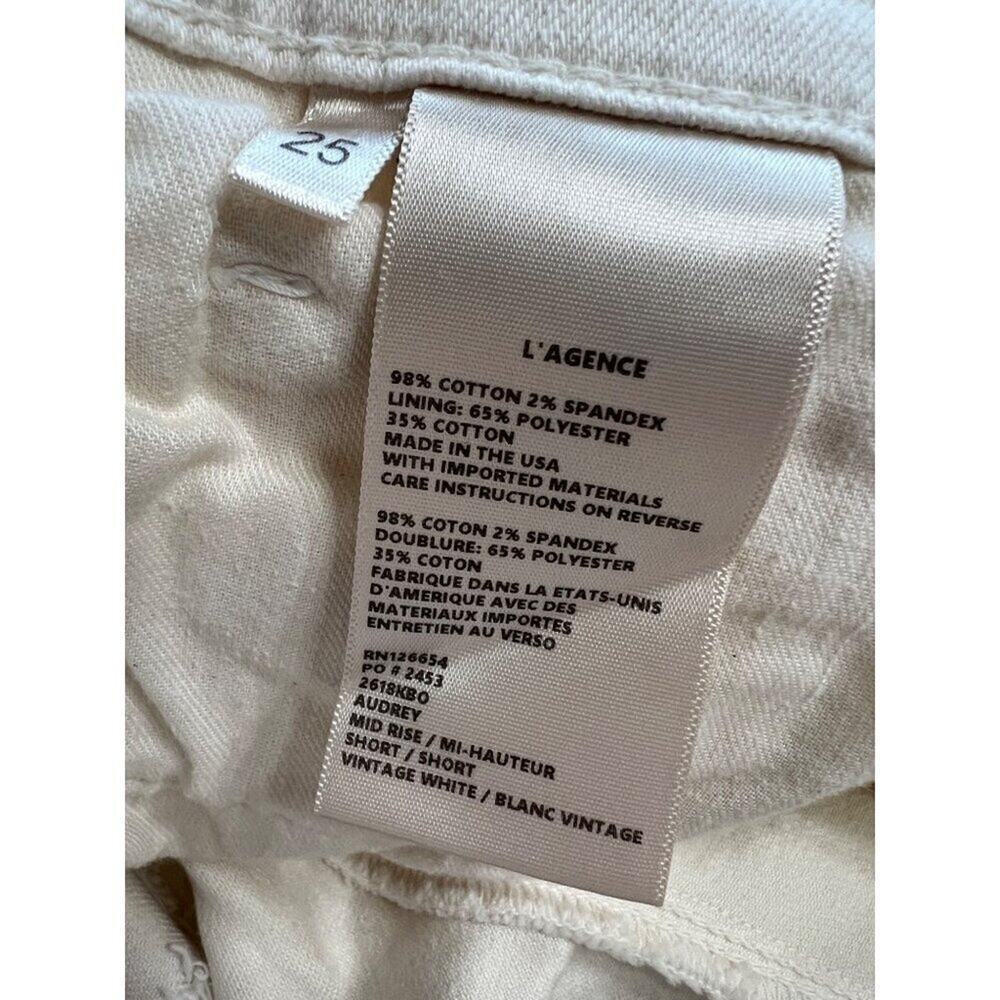 L'Agence Cream Audrey Shorts 25 Mid Rise Vintage White - Picture 7 of 13